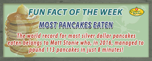 Matt Stonie, in 2016 ate 113 silver dollar pancakes in 8 minutes